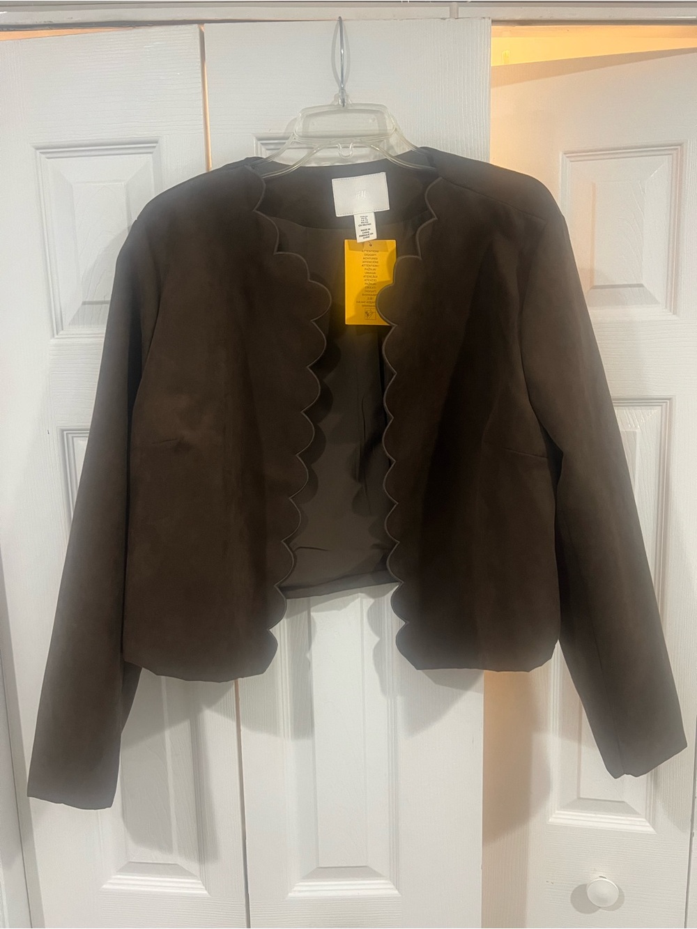H&M Chocolate Brown Scalloped Open Blazer